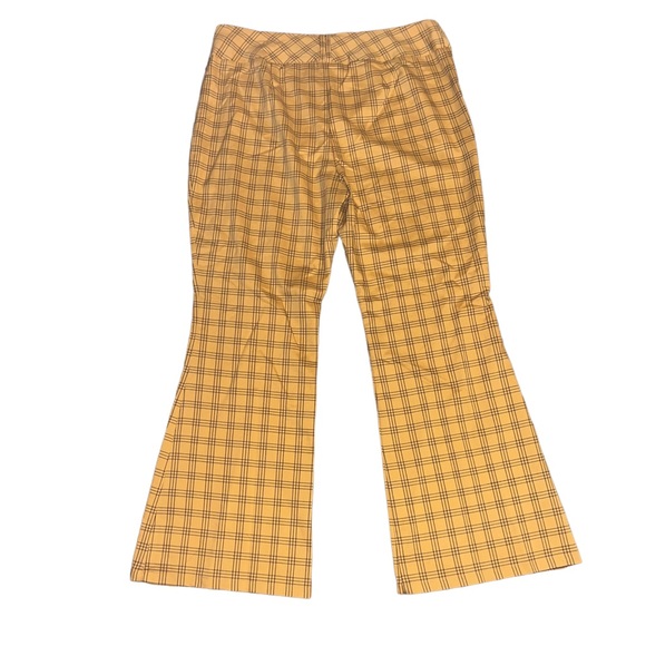 NWT Wild Fable Yellow & Brown Plaid Flare Pants - Picture 2 of 4